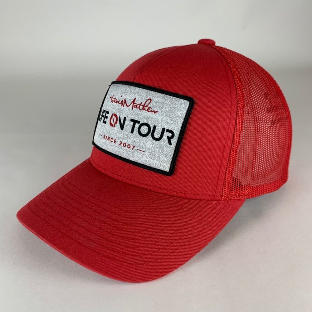 Travis Mathew Golf Mens Red Life On Tour Snapback Trucker Hat